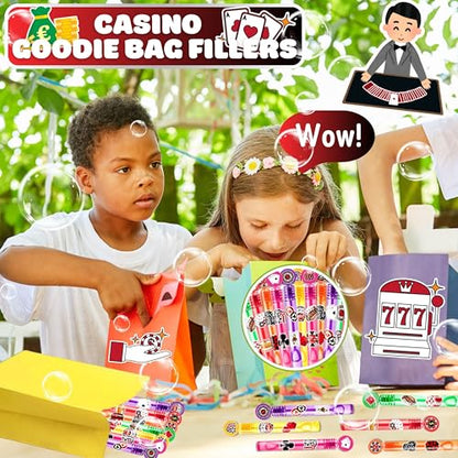 Casino Party Favors for Kids – 24PCS Game-Themed Mini Bubble Wands, Great for Birthday Supplies, Pinata Fillers, Goodie Bags & Classroom Rewards