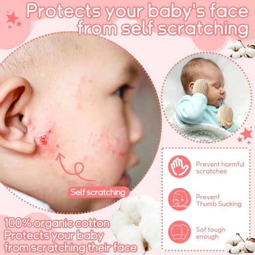Newborn Baby Muslin Mittens 0-6 Months No Scratch Elastic Wrist Soft Breathable Gloves Bulk Cotton for Infant - color: Cute Color