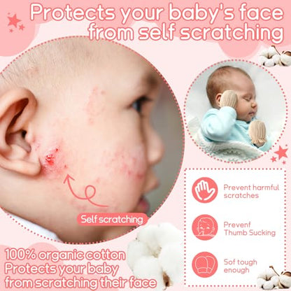 Newborn Baby Muslin Mittens 0-6 Months No Scratch Elastic Wrist Soft Breathable Gloves Bulk Cotton for Infant - color: Cute Color