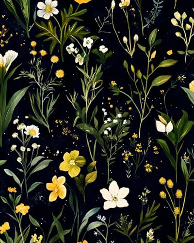 Dark Floral Peel and Stick Wallpaper Vintage Green Leaf Contact Paper Blue Flower Wall Mural Home Vinyl Waterproof Self Adhesive Removable Renter Friendly Wall Paper 17.5" x 118" - color: Green and Black, size: 17.5" x 118"