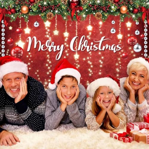 Zliisang 5.9x3.6ft Merry Christmas Backdrop for Photography Glitter Sparkle Red Snowflakes Photo Background Winter New Year Eve Family Christmas Party Decoration