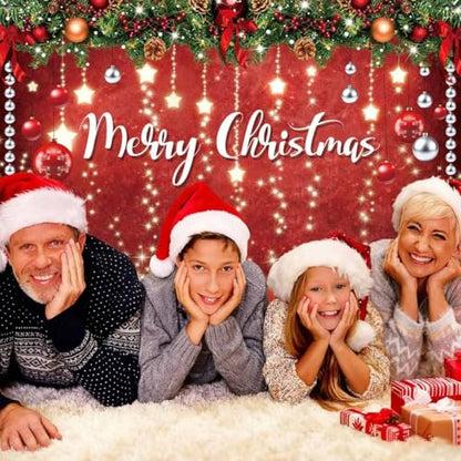Zliisang 5.9x3.6ft Merry Christmas Backdrop for Photography Glitter Sparkle Red Snowflakes Photo Background Winter New Year Eve Family Christmas Party Decoration