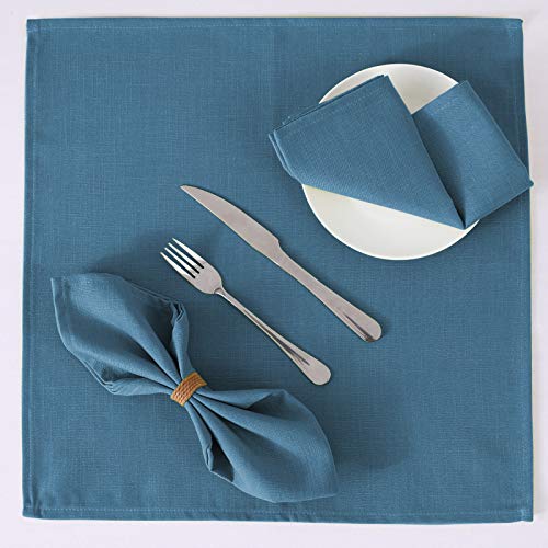 H.VERSAILTEX Cloth Napkins Set of 12 (18" X 18") Linen Textured Dinner Napkins Waterproof Extra Soft Thick Durable Reusable Napkins with Hemmed Edges for Dinners, Weddings and Everyday Use, Ink Blue - color: Ink Blue, size: 18" x 18" (Square)