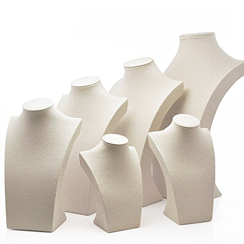 Oirlv Linen Necklace Display Bust 3D Necklace Organizer Jewelry Display Holder (H-15.28inches) - size: H-15.28inches