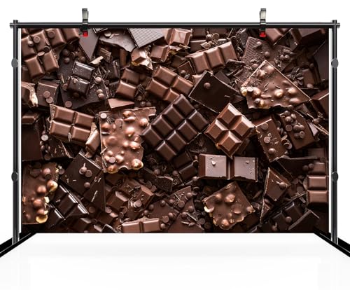 8ftx6ft Chocolate Backdrop for Photography Sweet Chocolate Bar and Chunks Dessert Background Candyland Baking Chocolate Themed Party Decor Birthday Banner Children Photo Shoot Props - size: 8x6FT