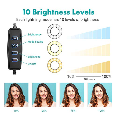 Movo Selfie Makeup Tutorial Ultimate Kit with Desk Clamp, 2 Cell Phone Mounts for Camera and Teleprompter, LED Ring Light & Video Vlog Microphone + Grip - Compatible with iPhone, Android Smartphones