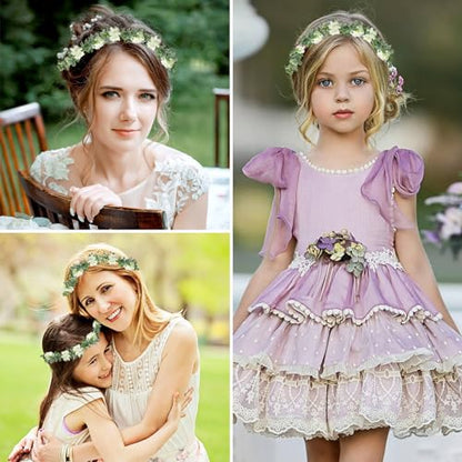 MEMOVAN Bridal Green Leaf Crown Flower Crown Renaissance Fair Adjustable Boho Floral Crowns Eucalyptus Headband Hair Wreath Bohemian Headpiece for Wedding Birthday Vacation Party Festival Photo Prop - color: Whtie
