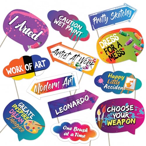 Art Party Photo Booth Props Set – Fun Colorful Decorations for Painting Parties, Birthdays, and Creative Events (12)