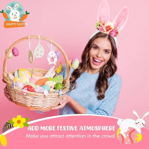 Hoteam 3 Pcs Easter Bunny Ears Headband Rabbit Ear Hair Band for Women Cute Bunny Headwear for Easter Carnival Birthday Party Favor Cosplay Costume Accessories