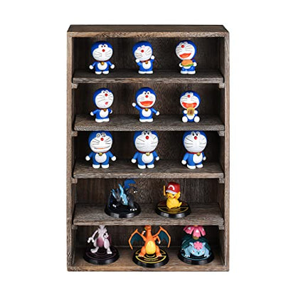 Ikee Design Wooden Wall-Mounted Display Shelves Rack for Collectibles-Figures,Shot Glasses,Spice Can,Cosmetics or Perfume-5 Adjustable Height Shelves,Space-Saving,Coffee Color - color: Coffee, 5 Shelves