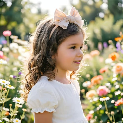 5PCS Baby Girl Bow Headbands Soft Stretchy Nylon Hair Bows for Newborn Infant Toddler Cute Solid Color Bowknot Headwear for Party Photo Props Gifts(Mixed, Elastic)