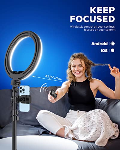 Kaiess 10.2" Selfie Ring Light with 65" Adjustable Tripod Stand & Phone Holder for Live Stream/Makeup, Upgraded Dimmable LED Ringlight for Tiktok/YouTube/Zoom Meeting/Photography - color: 10.2
