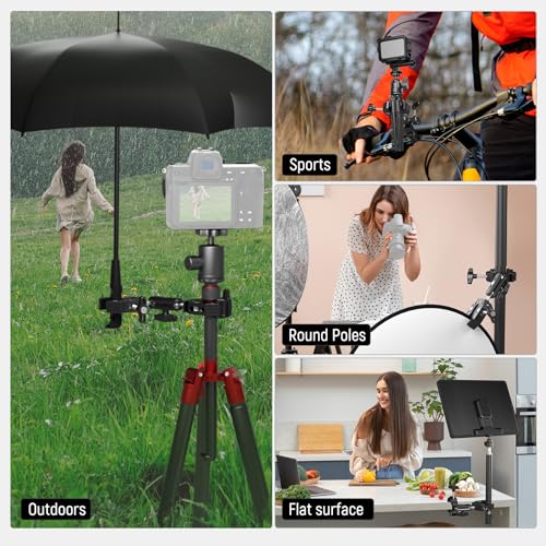 Neewer Double Super Clamp Camera Mount with Magic Arm, Cold Shoes for Desk Studio Light Stand Holder Photography Reflector, Flag, Cross Bars, Motorcycle, Umbrella, Pole Stick Shoot Accessories Tools - style: UA036