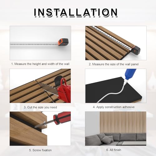 NeatiEase Wood Slat Wall Panels, 4-Piece 96" x 12.6", Soundproof & Noise Cancelling, Acoustic Wall Panels (Black) - color: Black, size: 96" x 12.6"