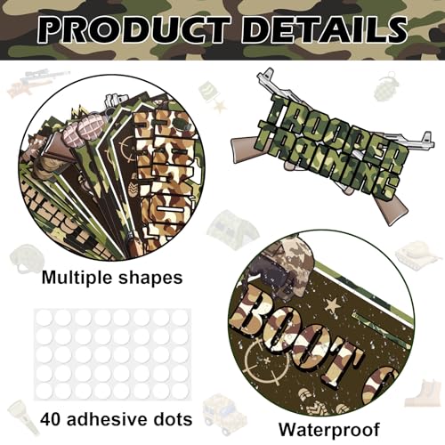 Hooqict 20 Pieces Army Party Sign Camouflage Military Birthday Party Decorations Directional Signs for Boys Men Camo Army Retirement Decorations Welcome to Boot Camp Party Supplies - style: Army