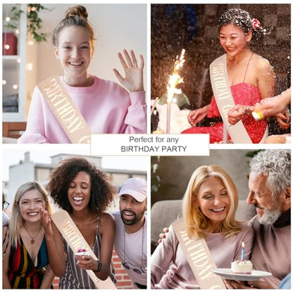CIEHER Rose Gold Sash for Women Girls - Birthday Queen Sash for 10th, 13th, 16th, 18th, 21st, 30th, 40th, 50th, 60th Birthdays - color: Rose Gold 1