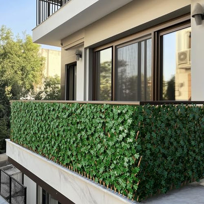 ShadeMart Expandable Privacy Fence Greenery Screen for Balcony Patio Decks Outdoor, Decorative Faux Ivy Fencing Panel Artificial Hedge for Garden Home Wall Backdrop, Single Sided Leaves