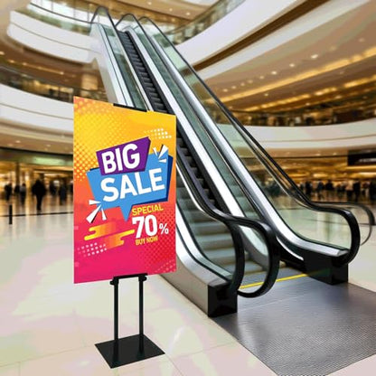 Heavy Duty Adjustable Pedestal Sign Stand, Double Sided Display Stand Adjustable to 80 inches for Poster Board & Foam Board, Column Sign Holder for Business Lobby, Wedding, Event, Black