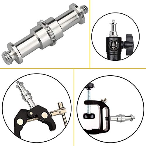 Standard Metal Male Convertor Threaded Screw Adapter Spigot Stud for Studio Light Stand, Hotshoe/Coldshoe Adapter, Ball Head, Wireless Flash Receiver, Trigger (2-Pack 1/4 to 3/8 Inch Screw) - style: 2-Pack 1/4 to 3/8 Inch Screw