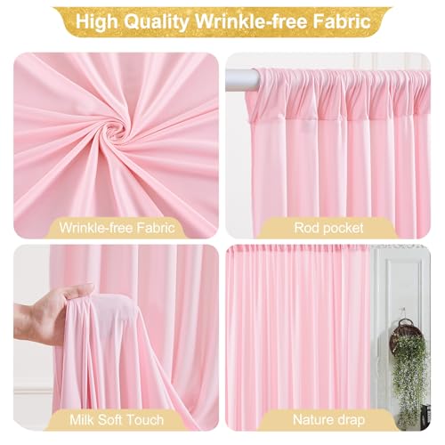 24x10FT Baby Pink Backdrop Curtains for Wedding Parties, Wrinkle Free Polyester Photography Backdrop Drapes for Wedding Baby Shower Birthday Parties Stage Background Stand Decorations 4x10ft,6 Panels - color: Baby Pink, size: W4' x H10'(6 Panels)