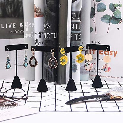 Coward 4Pcs/Set T-Shape Earring Stand, Stud Hoop Earring Display Holder Jewelry Organizer (4.5" H) - color: Black 4.5"H (4pcs)