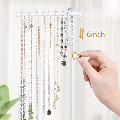 SRIWATANA Jewelry Organizer Stand, Extra Tall Jewelry Display Necklace Holder, Gift Idea (White) - color: white