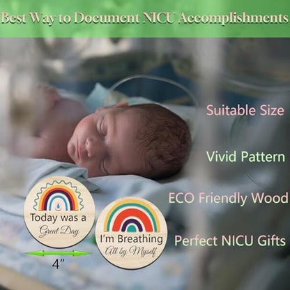 14 Designs NICU Milestone Cards Sign - Reversible Hospital to Home Journey Wooden Photo Props for Preemies, Celebrate NICU Baby's Special Milestone Moments (NICU Milestones) - color: NICU Milestone