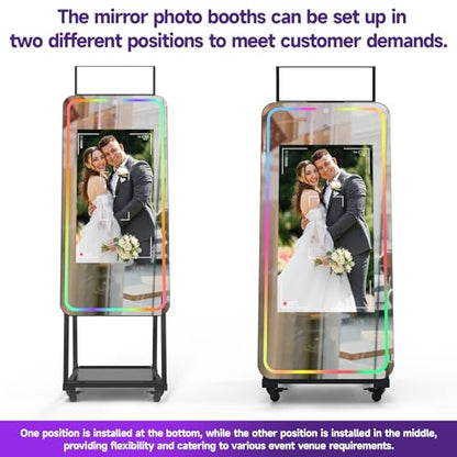 HARZHI Magic Mirror Photo Booth with Printer, 32 Inch Touch Screen, Android 12 System Photo Booth Machine, 12MP 4K Selfie Camera, Free ChackTok Membership, with Flight Case