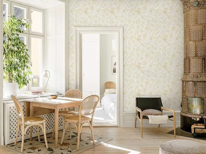 Gold Wallpaper Floral Peel and Stick Wallpaper White and Gold Wall Paper Laundry Room Contact Paper Self-Adhesive Removable Nursery Kids Room Bathroom Bedroom Shelf Liner Vinyl 78.7" x 17.3" - color: Yellow and Beige, size: 17.3" x 78.7"