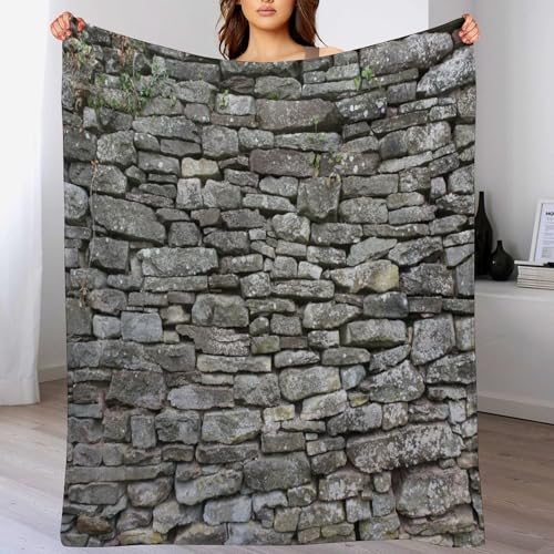 Grey Brick Wall Throw Blanket Stone Rock Wall Backdrop Brick Vintage Rustic Masonry Art Blanket for Sofa Bed Couch Chair Or Dorm 30"x40" - color: Style-10, size: 30"x40"
