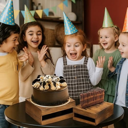 8PCS Wooden Buffet Risers and Stands with Reusable Table Signs, stackable Cube Rustic Wood Food Risers for Buffet Display, Cupcake Holder, Cupcake Stand, Dessert Table Display Set, 8PCS