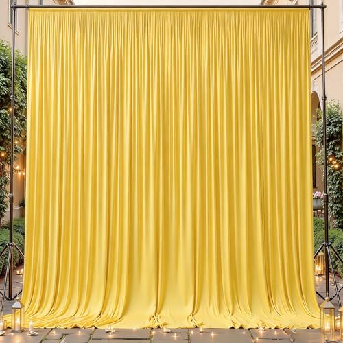 8ftx10ft Wrinkle Free Yellow Backdrop Curtain - 10 Feet Photography Backdrop Drapes, Silky Polyester Back Drop Cloth for Wedding Baby Shower Balloon Arch Background - color: Yellow, size: 8FTx10FT (W4'xH10', 2 Panels)