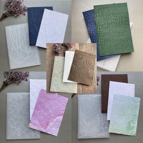 5Pack 3D Plastic Embossing Folder DIY Craft Template Molds Stamp Stencils Scrapbook Paper Cards Photo Album Making Tools, Gear Balloon Flower Background Embossing Folders Handmade Art Craft Supplies - color: 5 Pack Balloon