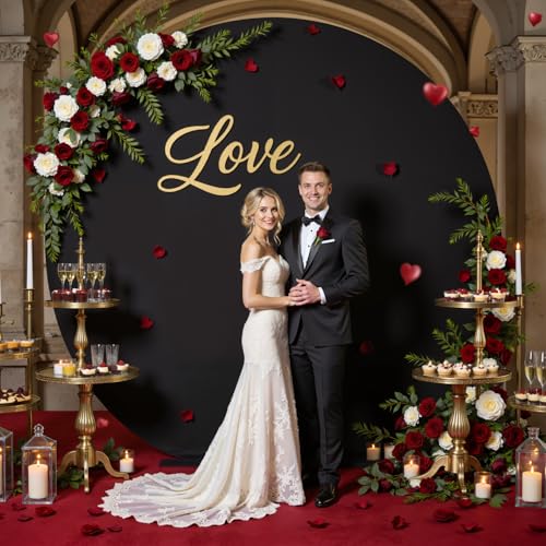 6.5ft Black Round Backdrop Cover for 6.5ft / 6.6ft Circle Stand, Wrinkle Free Stretchy Circle Arch Round Backdrop Cover for Party Wedding Birthday Baby Shower Photography - color: Black, size: 6.5 FT