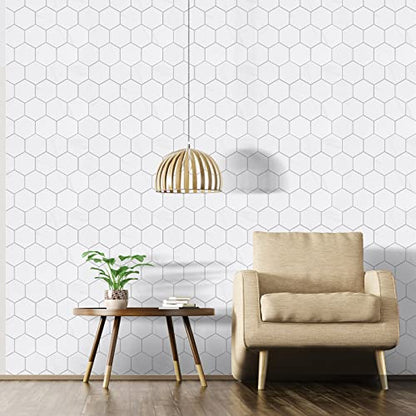 New Upgrade Premium Hexagon Peel and Stick Tile Backsplash, White Waterproof Stick on Backsplash, Self-Adhesive Marble Tiles for Kitchen,Bathroom and Bedroom，10-Sheet. - color: White