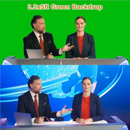 UTEBIT Green Screen Backdrop, 3.3X5 ft Photography Chroma Key Greenscreen Background Sheet for Background Removal,Thick Polyester Fabric Cloth Sheet for Photoshoot Video, Live Streaming(Backdrop Only) - size: 3.3x5ft
