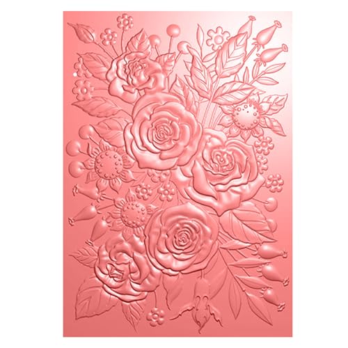 Briartw 3D Embossing Folder for Card Making,Rose Garden Clear Plastic Texture Fades Embossing Folder Template for Scrapbooking and Other Paper Craft Album Stamps DIY Decoration - color: Rose Garden
