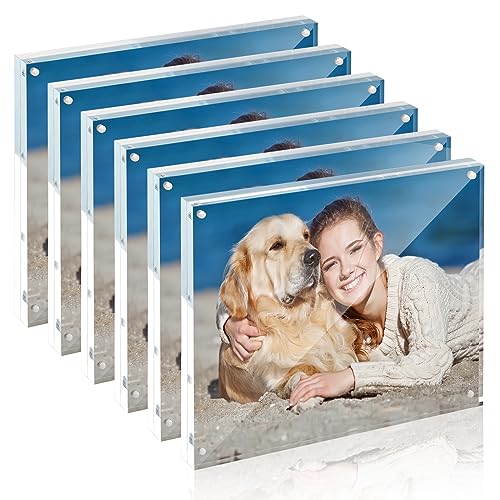 TWING 6 Pack 8 x 10 Acrylic Picture Frames, Magnetic Lucite Clear Picture Frame, 8 by 10 Magnetic Photo Frame Self Standing Double Sided, Gift - size: 8x10" 6pack