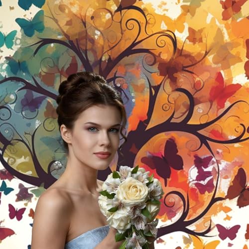 Tree with Butterflies Backdrop Background for Photography 5x7ft Photobooth Professional Photo Backdrop Curtains Video Photography Studio Photo Backgrounds Banner Booth Background Screen Parties - color: Tree With Butterflies