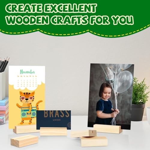 15 Pieces Wood Table Number Stands Wood Place Card Holders Picture Holder Acrylic Sign Holders for Ceremony Birthday Party Home Decoration - size: 2.75" 15pcs