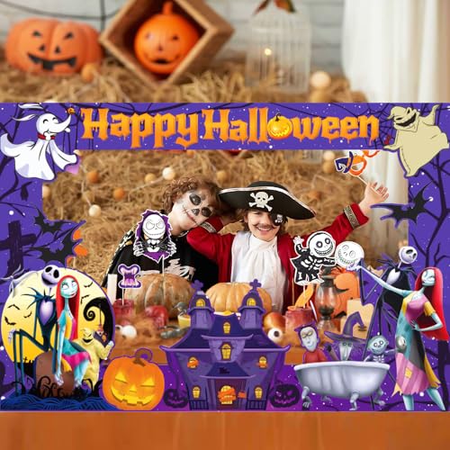 Halloween Photo Booth Props Kit, 16PCS Photo Props & Selfie Frame Halloween Party Decoration Supplies Dress Up Party Costumes Accessories for Photoshoot Selfie Props (Orange)