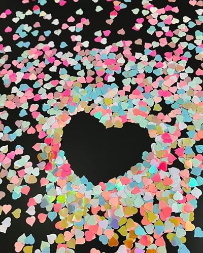 Iridescent Heart Confetti, Multicolor Valentines Day Table Scatter Sequins Heart Scatter for Wedding Bridal Shower Birthday Party - color: Multicolor
