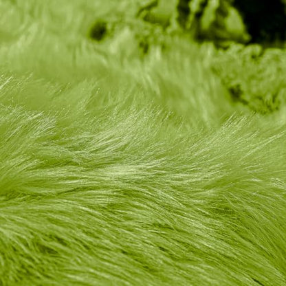 Goolela Lime Green Fluffy Runner Rug 2x6 Faux Fur Fuzzy Furry Rugs for Bedroom Bedside Shaggy Soft Rug Washable Rectangle - color: Olive Green, size: 2' x 6' (Rectangular)