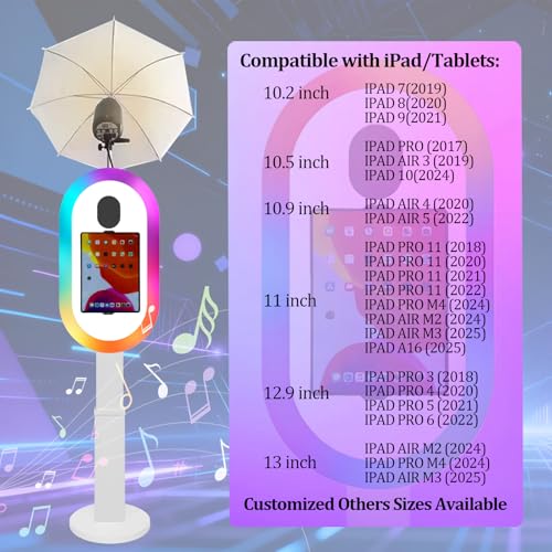 Soft-Light Umbrella Photo Booth Shell Compatible with iPad Tablet 10.2''-13'' Selfie Protable iPad Photo Booth Machine with Flight Case for Parties Wedding (White, Machine+Camera) - color: White, size: Machine+Camera