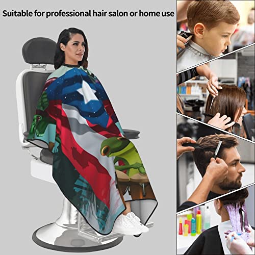 Puerto Rico Barber Cape With Adjustable Closure, Hairdressing Haircut Apron Barber Cover Gown For Hairdresser Styling Home - color: Boricua Puerto Rico