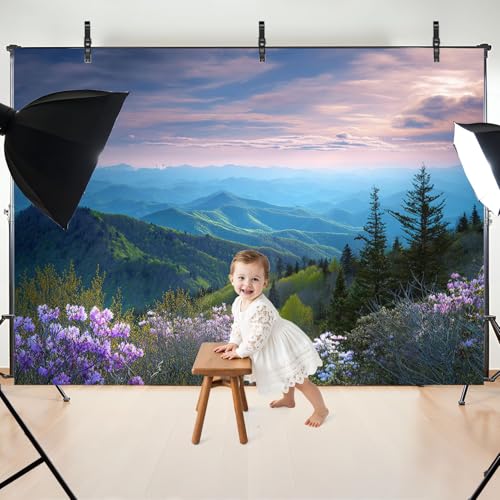 5x7ft Photography Backdrop Scenic Blue Ridge Parkway Appalachians Smoky Mountains Spring Photo Backdrop Photography Background for Photoshoot Portrait Video Party Photo Studio Prop Booth - color: Color4