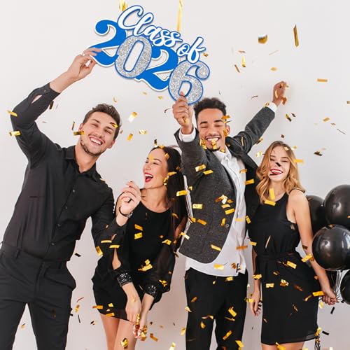 2026 Graduation Decorations Class of 2026 Wooden Sign Blue Silver Graduation 2026 Graduate Sign Photo Booth Prop - color: Blue and Silver