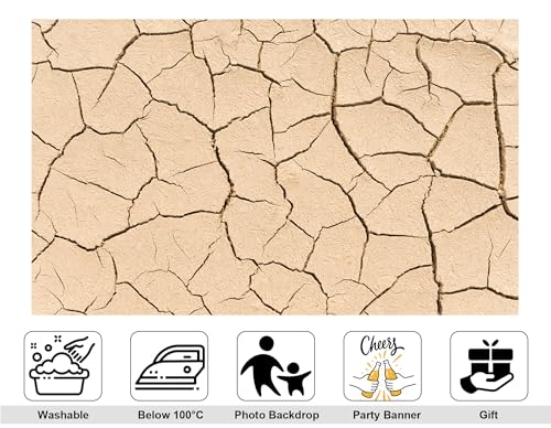 10x10ft Dry Cracked Earth Backdrop Beige Cracked Mud Photography Background for Party Neutral Tone Shoot Wall Decorations Tapestry Photo Booth Props - size: 10x10ft
