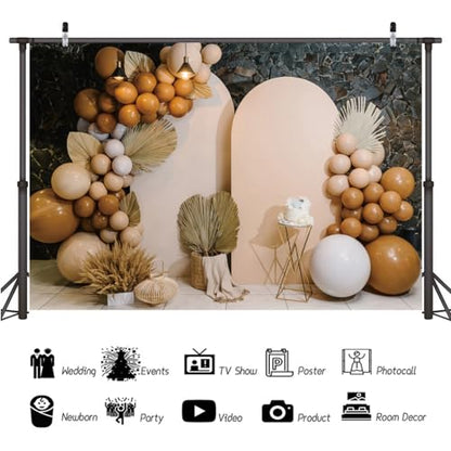 9x6ft Boho Cake Smash Decoration Backdrop for Baby Shower Ceremony Birthday Wedding Party Photography Background Photo Studio Props - size: 9x6ft