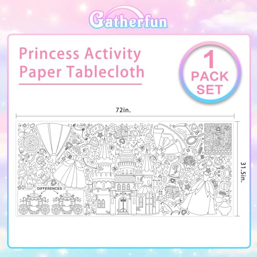 Gatherfun Princess Party Giant Coloring Poster - 31.5 x 72 Inches - Versatile Classroom Wall Decor & Birthday Activity - Princess Poster or Table Cover for School Parties & Special Events - style: Princess